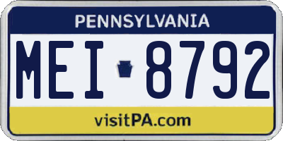 PA license plate MEI8792