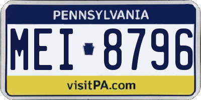 PA license plate MEI8796