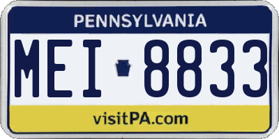 PA license plate MEI8833