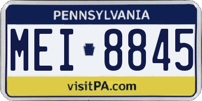 PA license plate MEI8845