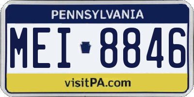 PA license plate MEI8846