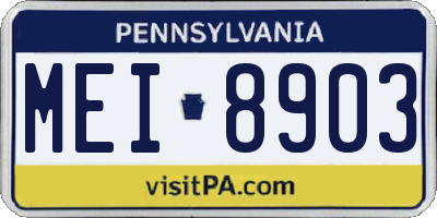 PA license plate MEI8903