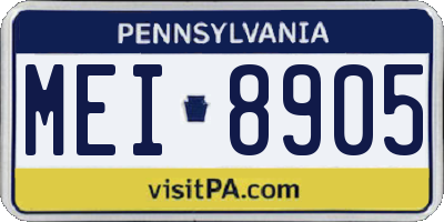 PA license plate MEI8905