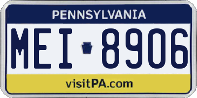 PA license plate MEI8906