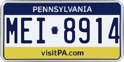 PA license plate MEI8914
