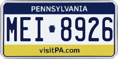 PA license plate MEI8926