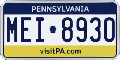 PA license plate MEI8930