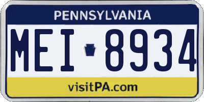 PA license plate MEI8934