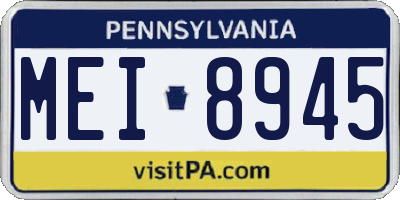 PA license plate MEI8945