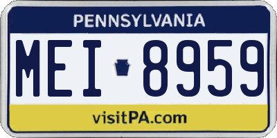 PA license plate MEI8959