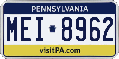 PA license plate MEI8962