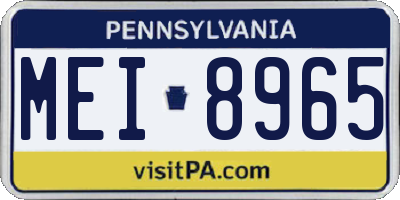 PA license plate MEI8965