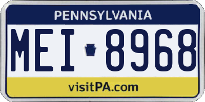 PA license plate MEI8968