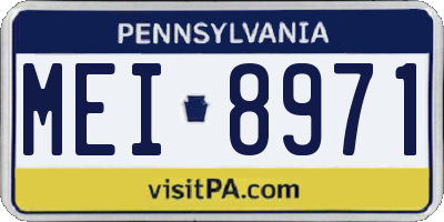 PA license plate MEI8971