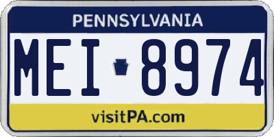 PA license plate MEI8974