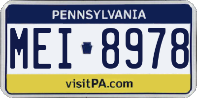 PA license plate MEI8978
