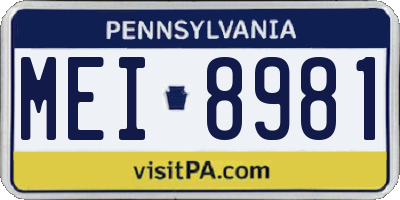 PA license plate MEI8981