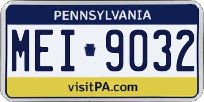 PA license plate MEI9032