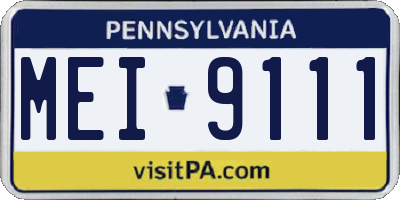 PA license plate MEI9111