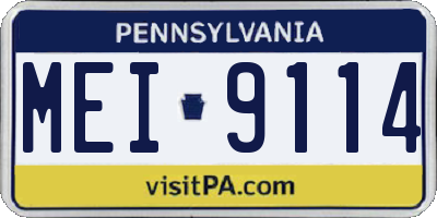 PA license plate MEI9114