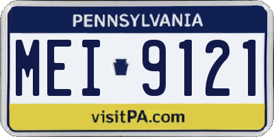 PA license plate MEI9121