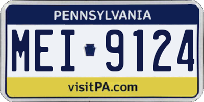 PA license plate MEI9124