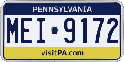 PA license plate MEI9172