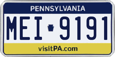 PA license plate MEI9191