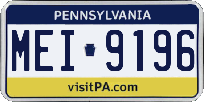PA license plate MEI9196