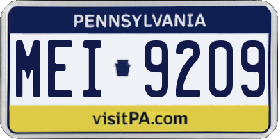 PA license plate MEI9209