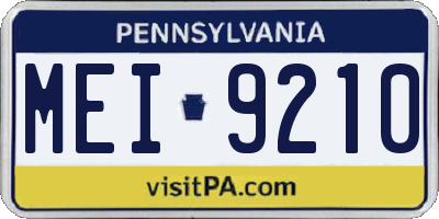 PA license plate MEI9210