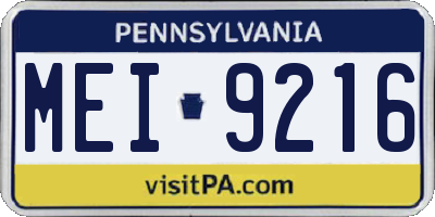 PA license plate MEI9216