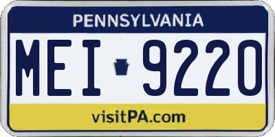 PA license plate MEI9220