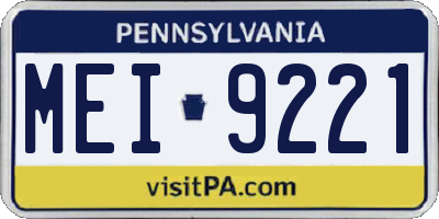 PA license plate MEI9221