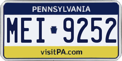 PA license plate MEI9252