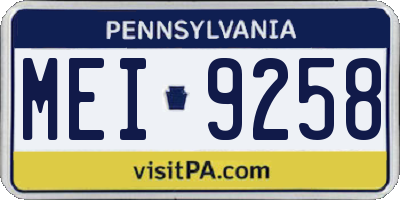 PA license plate MEI9258