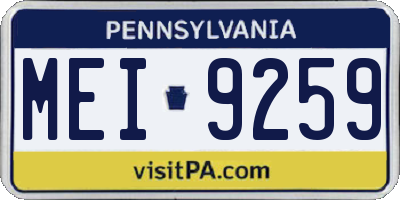 PA license plate MEI9259