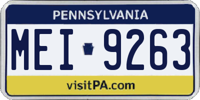 PA license plate MEI9263