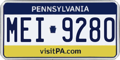 PA license plate MEI9280