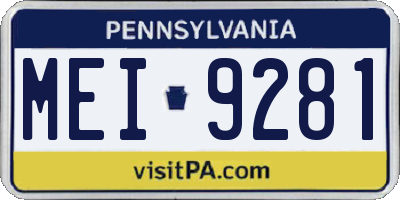 PA license plate MEI9281