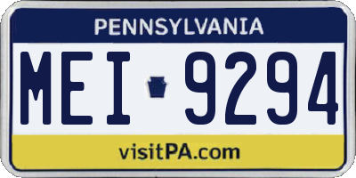 PA license plate MEI9294