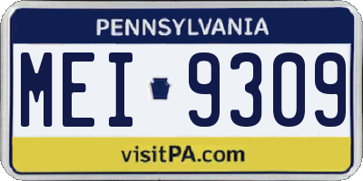 PA license plate MEI9309