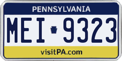 PA license plate MEI9323