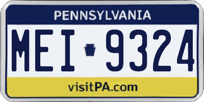 PA license plate MEI9324