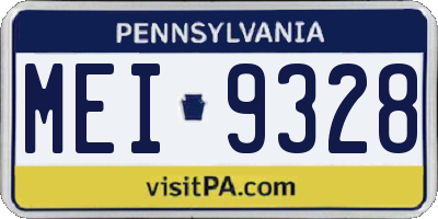 PA license plate MEI9328