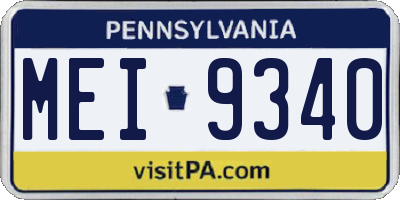 PA license plate MEI9340