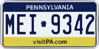 PA license plate MEI9342