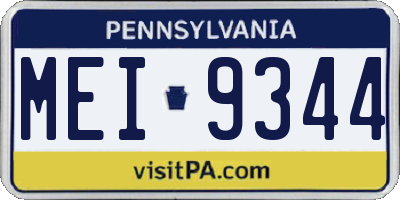PA license plate MEI9344