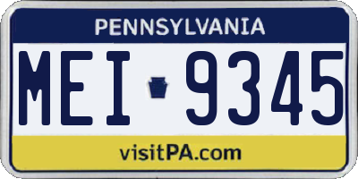 PA license plate MEI9345