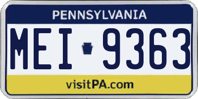 PA license plate MEI9363